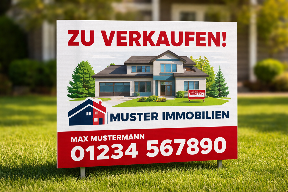 Firmenschild aus Alu-Dibond an Fassade