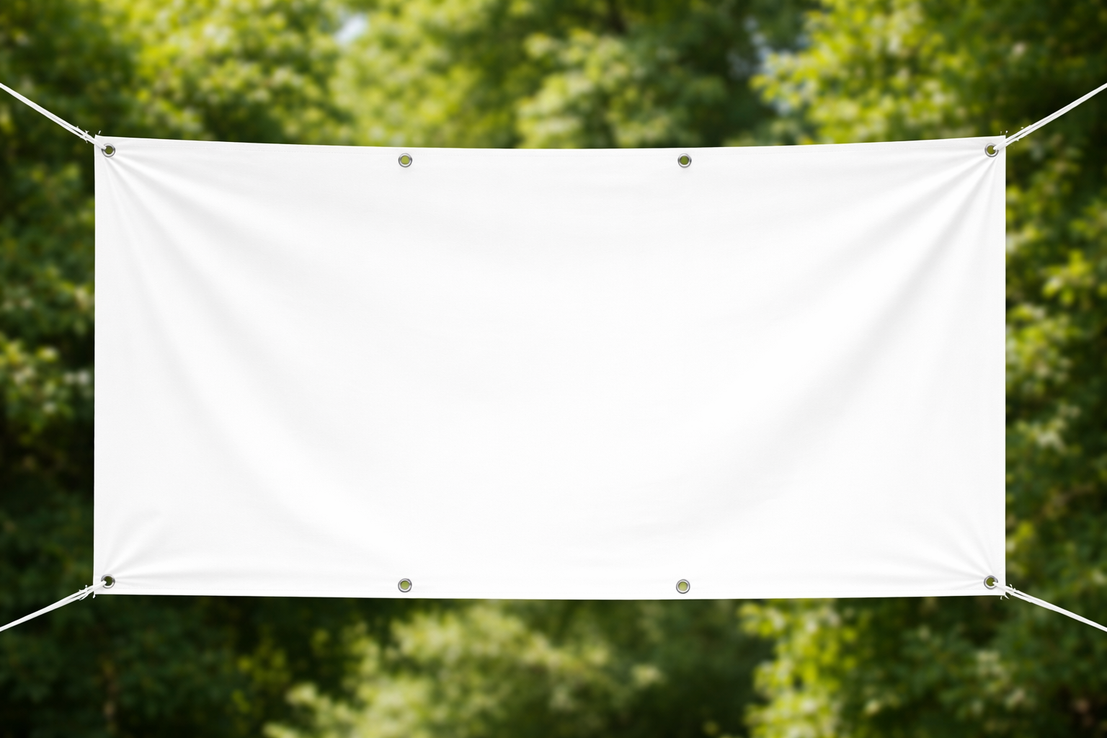 Werbebanner in verschiedenen Materialien